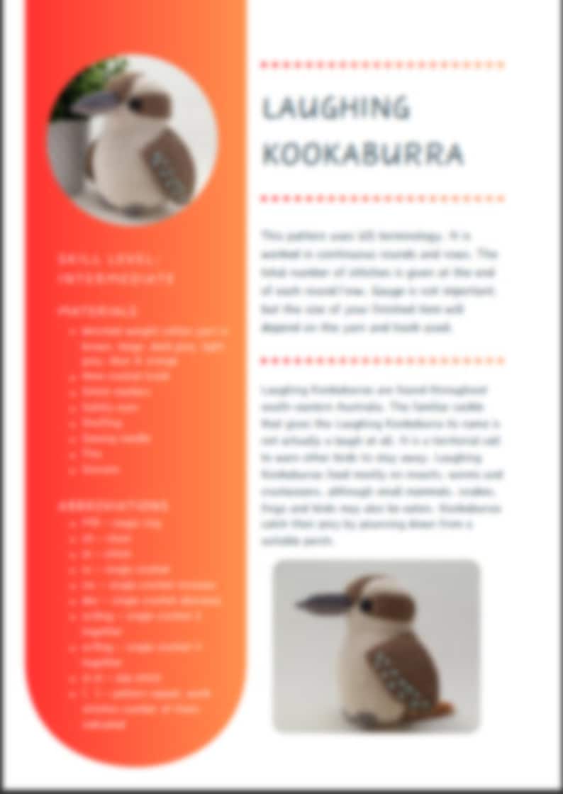Kookaburra riant - Modèle au crochet uniquement image 6