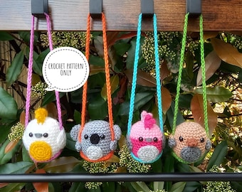 Animaux australiens sur une balançoire - Modèle au crochet uniquement