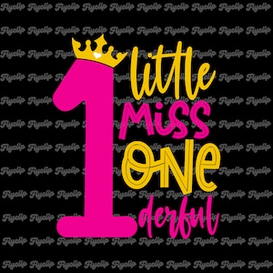 Little Miss Onederful SVG Gráfico V1 / One-derful SVG / 1er cumpleaños / Un año de edad / Archivo para Cricut Svg / Camisa de cumpleaños / Niña uno