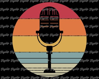 Vintage Retro Podcast Microphone SVG Graphic | File for Cricut | Digital Download | Microphone SVG Instant Download File | Microphone PNG