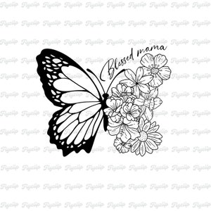 Gesegnete Mama SVG Grafik V3 | Digitaler Download | Sofortiger Datei-Download | Muttertagsgeschenk | Schmetterling Schmuck | Mama Geschenk | Mutter geschnitten Datei | Mutter PNG