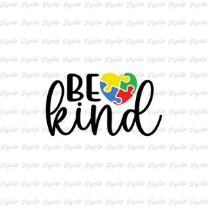 親切な自閉症 SVG グラフィック | Cricut 用ファイル | デジタル ダウンロード | 自閉症啓発 SVG | 自閉症月間 | パズルのピース | 自閉症の受容
