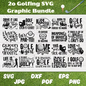 20 ゴルフ SVG グラフィック バンドル | ゴルファー SVG | ゴルフ クラブ SVG | Cricut 用ファイル | ゴルフ チーム バンドル | ゴルフ SVG シャツ | ゴルフ 名言 SVG