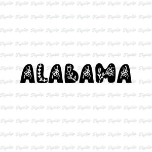 Graphique floral SVG Alabama | Fichier pour Cricut | Téléchargement numérique | État de l'Alabama SVG | Svg AL | Sublimation | Alabama png