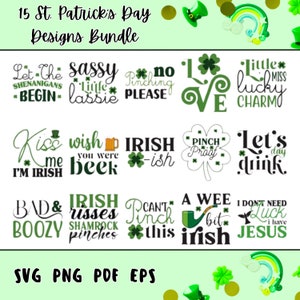 15 St. Patrick&#39;s Day Designs SVG Bundle | Saint Patrick&#39;s Day SVG | Luck Svg | Clover Svg | Shamrock Svg | Irish Svg | Lucky Svg