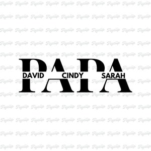 Papa Blank Monogram Festa del papà Grafica SVG / File per Cricut / Download istantanei / Papà con nomi di bambini / Papà monogramma personalizzato