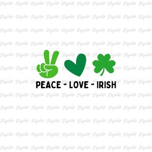 Vrede liefde Ierse SVG afbeelding | St. Patrick's Day SVG | Klaver Svg | Clipart | Svg-bestanden voor Cricut | Grappige retro | Klaver SVG