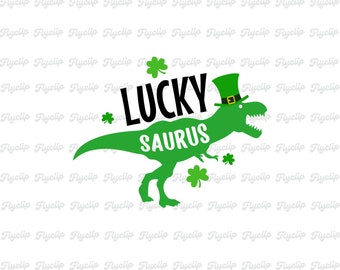 Graphique SVG Saurus porte-bonheur | SVG de la Saint-Patrick | Svg trèfle | Clipart | Fichiers Svg pour Cricut | Rétro drôle | trèfle Svg | Porte-bonheur