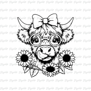 Silly Highland Cow SVG Graphic | File for Cricut | Digital Download | Highland Cow Design | Baby Cute Cow Svg | Sublimation | Cow Face Svg
