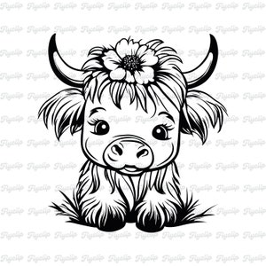 Cute Highland Cow SVG Graphic | File for Cricut | Digital Download | Highland Cow Design | Baby Cute Cow Svg | Sublimation | Cow Face Svg