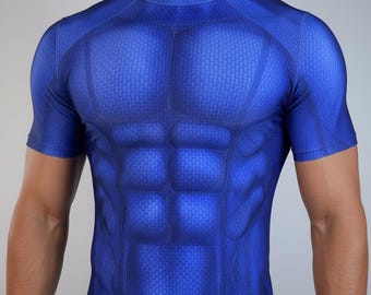 Men's Muscle Cosplay T-Shirt: Built-in Abs, Slim Fit, Hero Costume