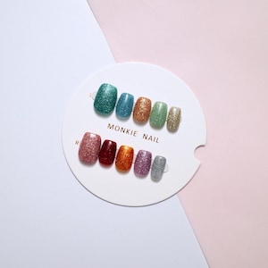 Floral Press On Nails, Chinese Hanfu Nail Art, Metallic Silver Nails, Handmade Reusable Nails, Trendy Artificial Nails