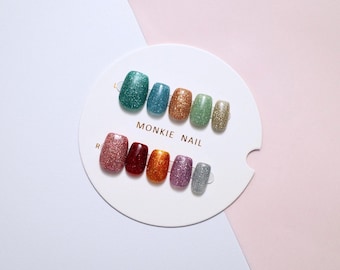 Floral Press On Nails, Chinese Hanfu Nail Art, Metallic Silver Nails, Handmade Reusable Nails, Trendy Artificial Nails