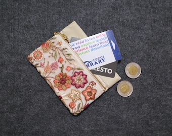 Handmade Leather Floral Wallet, Sweet Cute Floral Coin Purse for Girl, Simple Coin Pouch for Women, Best Christmas gift