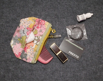 Floral Makeup Bag, Liberty Wallet with Coin Pouch, Zip Bag Cosmetic Wallet, ID Card Holder, Mini Toiletries Pouch for Her
