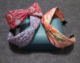 Liberty Headband Big Bow Vintage, Trendy Bowknot Hairband for Girl, Wide Top Knot Headband for Women, Girl Bow Headband