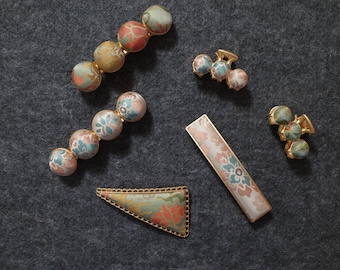 Luxury Song Brocade Hair Barrettes, Vintage Chinese Hanfu Hair Accessories, Elegant Metal Hair Claws with Silk Fabric