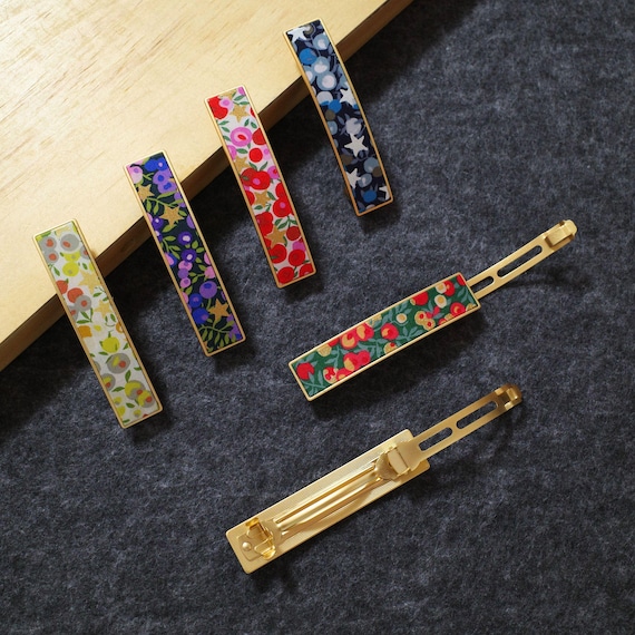 Liberty French Barrette, Vintage Hair Barrette for Girlfriend, Summer Floral Hair Clip, 8.5 cm Large Barrette, Christmas Gifts