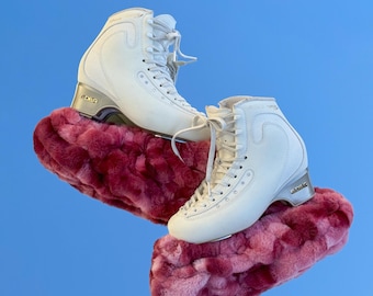 Faux Fur Figure Skating Soakers | Soft Guards, Fluffy Ice Skate Blade Covers, Figure Skater Gift