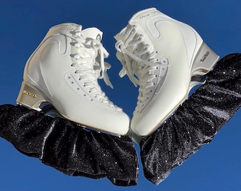 Shimmering Black Velvet Soakers | Figure Skating Soakers | Soft Guards | Ice Skating Accessories | Velvet | Ice Skater Gift | Sparkling