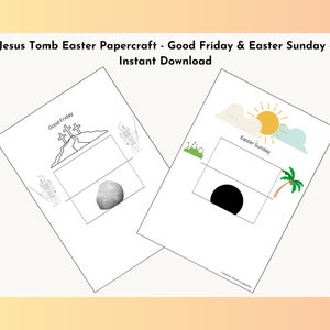 Manualidad de Pascua en papel: Tumba de Jesús / Viernes Santo, Domingo de Resurrección / Actividad cristiana para niños, escuela dominical, educación en el hogar / Manualidad de Pascua imprimible