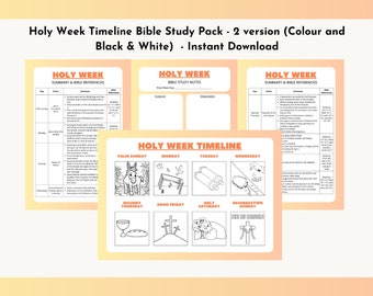 Holy Week Timeline Bible Study Pack | Palm Sunday, Last Supper, Good Friday | Christian Kid, Sunday School, Homeschool Activity | Printables