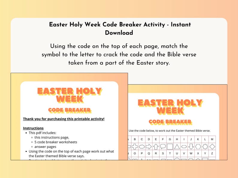 Easter Code Breaker Worksheet | Palm Sunday, Last Supper, Good Friday ...