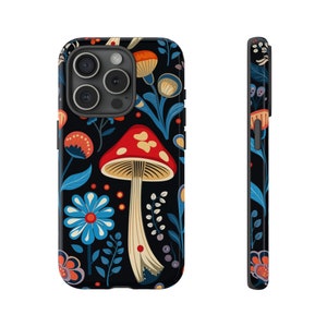 Mushrooms and Flowers Phone Case, Cute Mushrooms, Fungi Lover Gift, Floral & Fungi Tough Phone Cover, Cottagecore | iPhone | Pixel | Samsung