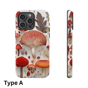 Mushroom Phone Case - Realistic Fungi Collection, Elegant Cottagecore Cover for iPhone, Pixel & Samsung - 2 Types Available