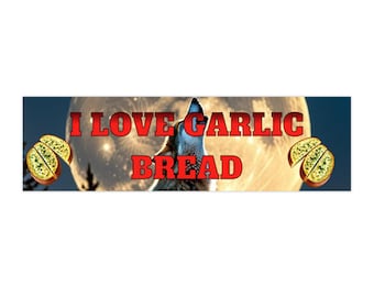 Pegatina para parachoques con meme de lobo y pan de ajo, humor de la generación Z