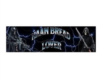 Pegatina para parachoques para amantes del pan naan: regalo divertido de humor de la generación Z, meme de calavera y esqueleto