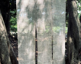 Japanese vintage hemp 3 panels noren shop curtain, Meiji era.