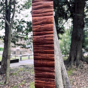 Japanese vintage persimmon dyed patched long paper, early 20th century.