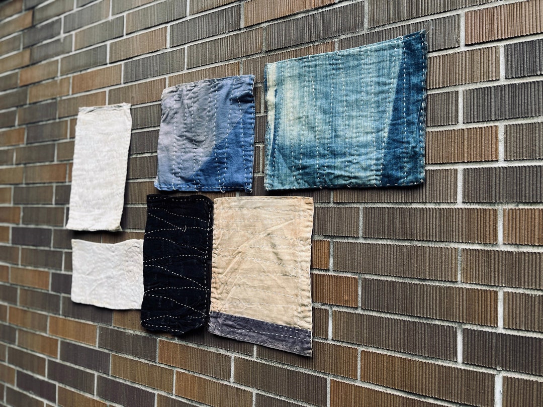 Japanese Vintage Sashiko Stitched Zoukin Dust Rug Set of 6, Late Taisho ...