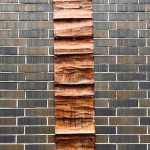 Japanese vintage persimmon dyed patched long paper, early 20th century.