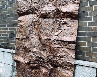 Japanese vintage persimmon dyed patched paper, late Meiji to Taisho era.