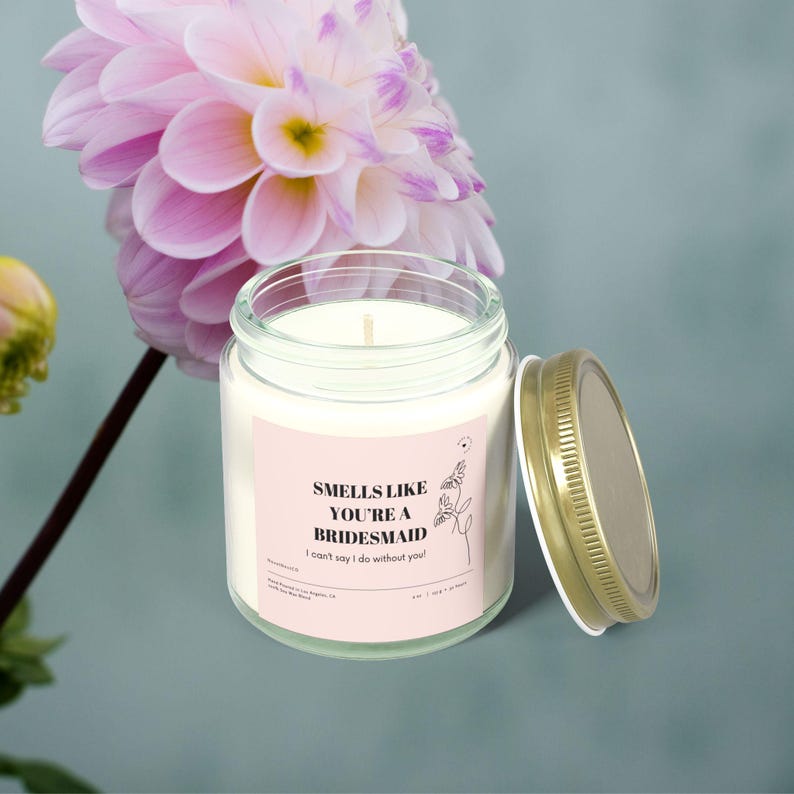 Bridesmaid Gift, Scented Coconut Apricot Candle, Wedding Favors, Bridal