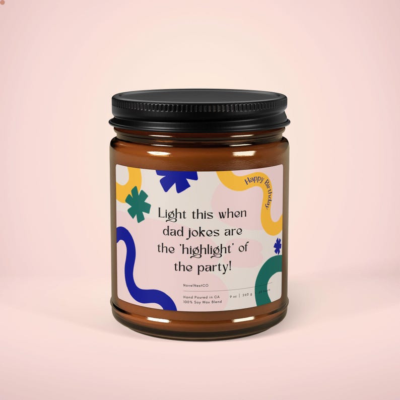 Candle, Dad Jokes Scented Soy Candle, Birthday Gift, Amber Jar Candle