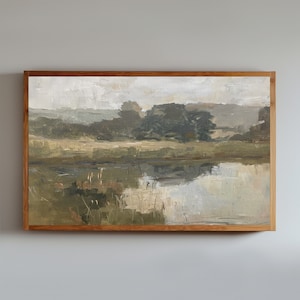 Samsung TV Frame Art, Lake View for Frame TV, Oil Painting, Digital Download, Farmhouse Decor, Frame TV art, Vintage Oil Landscape 70