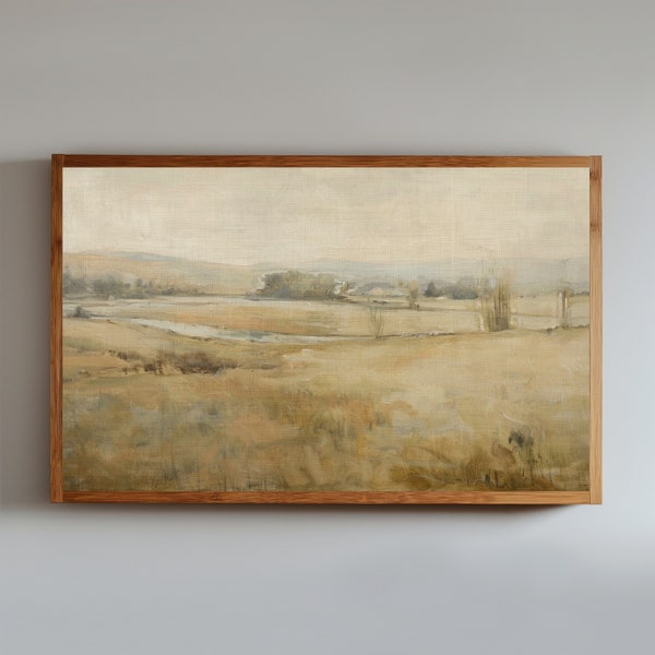 Samsung TV Frame Art, Muted Countryside for Frame TV, Antique Oil Painting, Digital Download, Farmhouse Decor, Vintage Oil Landscape 61