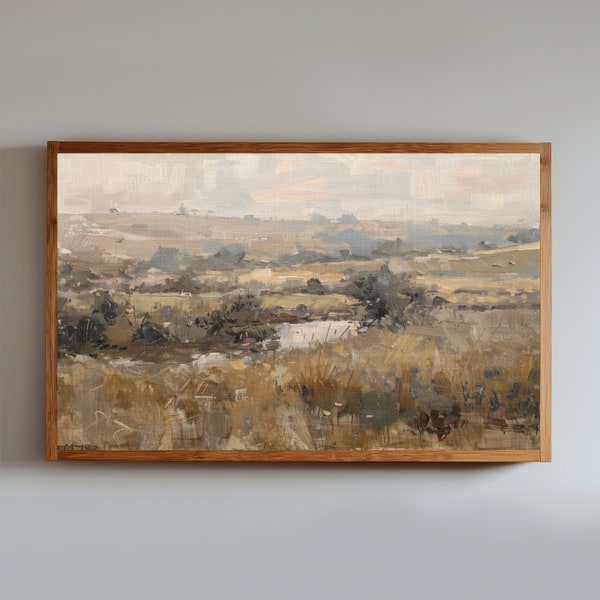 Samsung TV Frame Art, Rustic Countryside for Frame TV, Antique Oil Painting, Digital Download, Farmhouse Decor, Vintage Oil Landscape 62