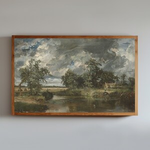 Samsung TV Rahmen Kunst, Seeblick für Rahmen TV, Ölgemälde, Digital Download, Bauernhaus Dekor, Rahmen TV Kunst, Vintage Öllandschaft TV225