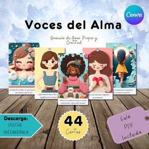 Tarjetas de Amor propio-Oráculo Imprimible -Cartas de reflexion personal, Voces del alma-Canva DIY Oracle Deck, Edición de Oráculo en canva,