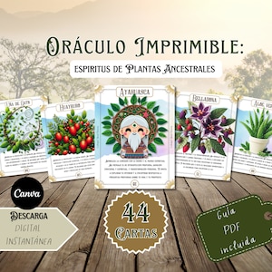 Tarjetas de Oráculo Imprimibles - Tarjetas de Oráculo Verde - Espíritus de Plantas Ancestrales-Oráculo Digital-Baraja de Oráculo Canva DIY