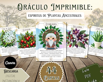 Printable Oracle Cards - Green Oracle Cards - Ancestral Plant Spirits-Digital Oracle-Canva DIY Oracle Deck