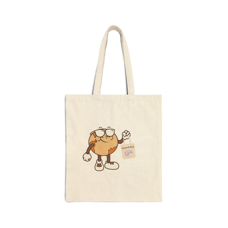 Retro Croissant Tote Bag: French Graphic Canvas Shopper image 4