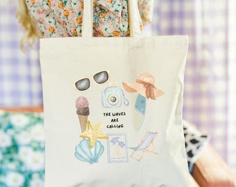 Bolsa de lona costera: Vacaciones de verano en la playa europea