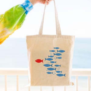 Sardine Fish Cotton Tote Bag - Ocean Lover Beach Bag