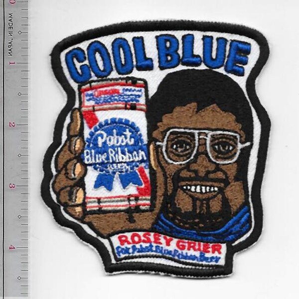 Beer Football Rosey Grier & Pabst Blue Ribbon 'Cool Blue 1970's Promo Patch Milwaukee, WI