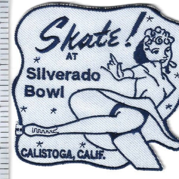 Vintage Roller Skating California Silverado Bowl Calistoga, CA Promo Patch blue